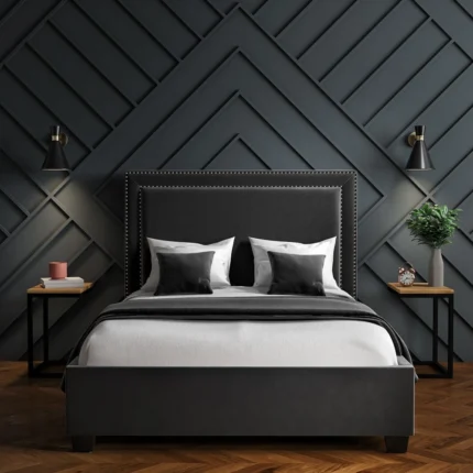 Dark Grey Velvet King Size Ottoman Bed