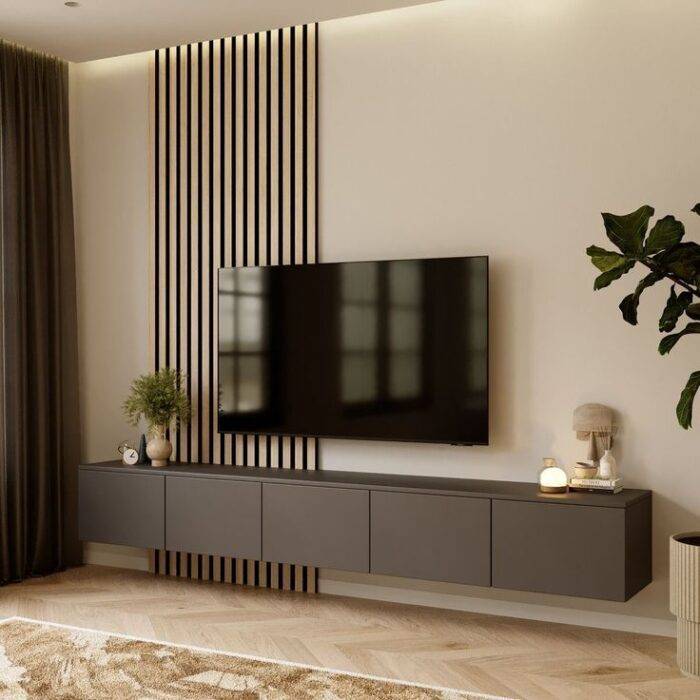 Simple Tv Rac Stylish Simple TV Unit with Cladding for Modern Living Rooms